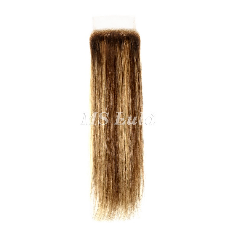 Straight #4/27 Highlight Virgin Human Hair 4x4 13x4 Transparent Lace Closure/Frontal - 图片 3